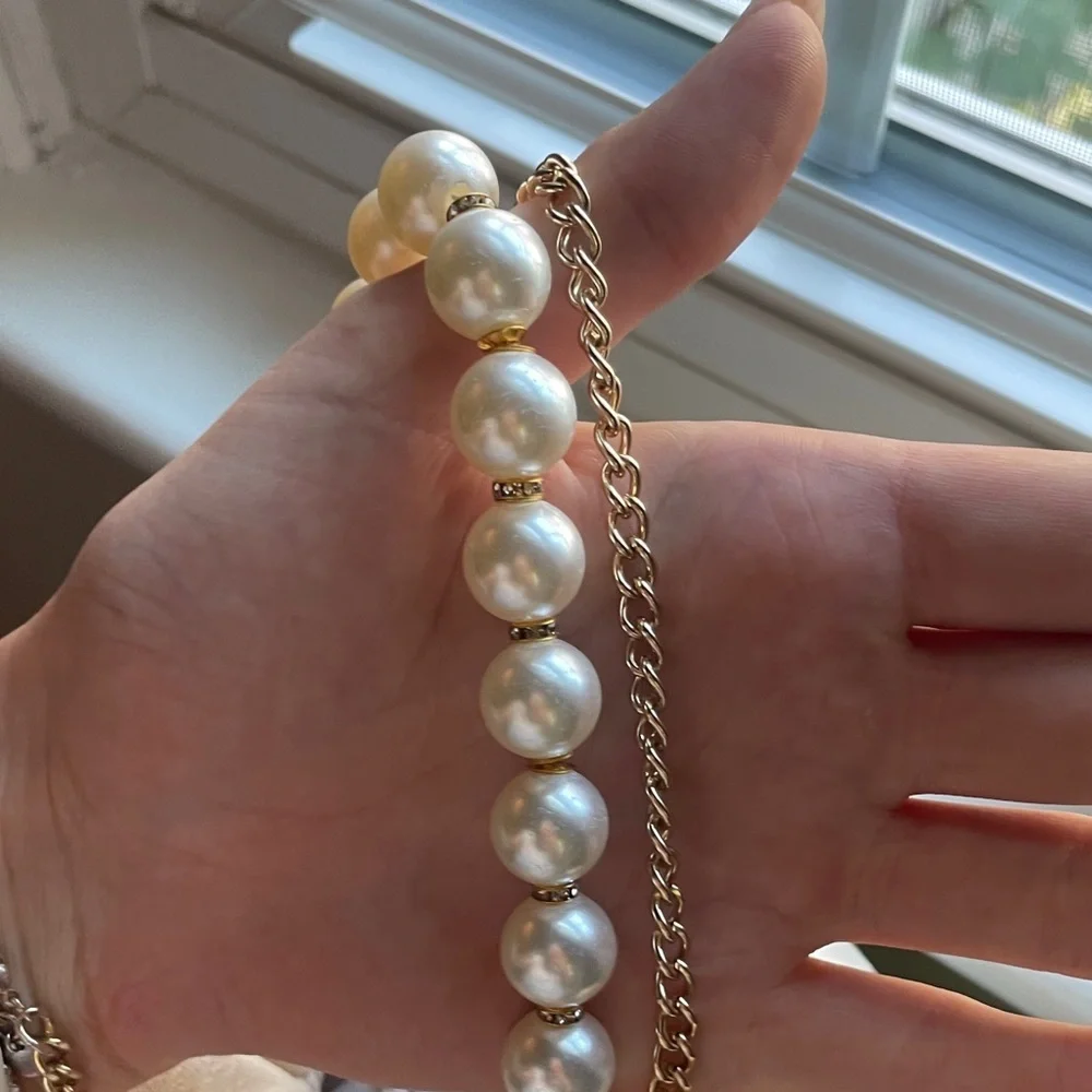 1234.‎ D’margeaux Elegant Cream Drawstring Bag with Pearl Accents